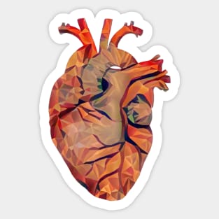 Lowpoly Human heart, anatomy illustration art, heart lowpoly, triangle, geometric Sticker